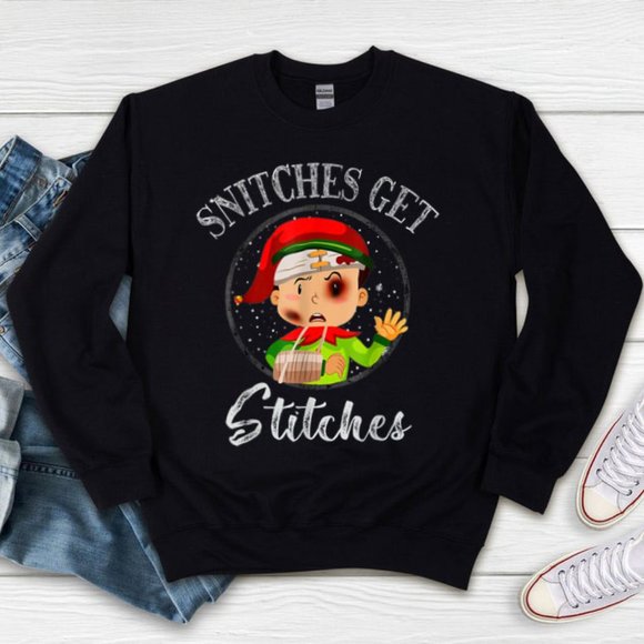 Shirts Snitches Get Stitches Funny Christmas Elf Unisex Sweater